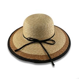 Ladies Straw Hat with Black/Brown Brim